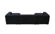 Neva Black Velvet Double Chaise Sectional - Gate FurnitureSectional