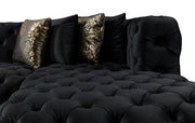 Neva Black Velvet Double Chaise Sectional - Gate FurnitureSectional