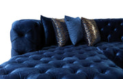 Neva Blue Velvet Double Chaise 138" Sectional [ETA: 8/23] - Gate FurnitureSectional