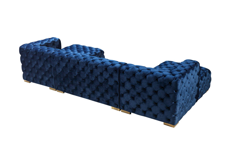 Neva Blue Velvet Double Chaise 138" Sectional [ETA: 8/23] - Gate FurnitureSectional
