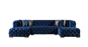 Neva Blue Velvet Double Chaise 138" Sectional [ETA: 8/23] - Gate FurnitureSectional