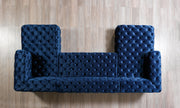 Neva Blue Velvet Double Chaise 138" Sectional [ETA: 8/23] - Gate FurnitureSectional