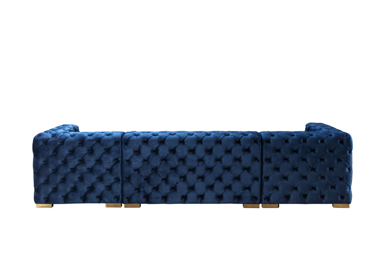 Neva Blue Velvet Double Chaise 138" Sectional [ETA: 8/23] - Gate FurnitureSectional