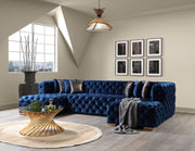 Neva Blue Velvet Double Chaise 138" Sectional [ETA: 8/23] - Gate FurnitureSectional