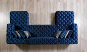 Neva Blue Velvet Double Chaise 138" Sectional [ETA: 8/23] - Gate FurnitureSectional