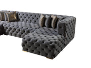 Neva Gray Velvet Double Chaise Sectional - Gate FurnitureSectional