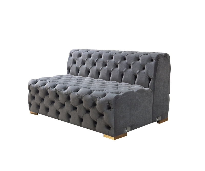 Neva Gray Velvet Double Chaise Sectional - Gate FurnitureSectional