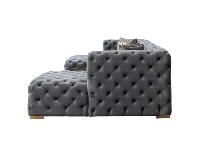 Neva Gray Velvet Double Chaise Sectional - Gate FurnitureSectional