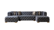 Neva Gray Velvet Double Chaise Sectional - Gate FurnitureSectional