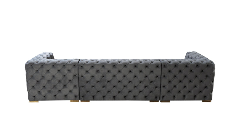Neva Gray Velvet Double Chaise Sectional - Gate FurnitureSectional