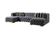 Neva Gray Velvet Double Chaise Sectional - Gate FurnitureSectional