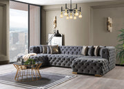 Neva Gray Velvet Double Chaise Sectional - Gate FurnitureSectional