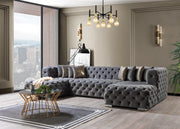 Neva Gray Velvet Double Chaise Sectional - Gate FurnitureSectional