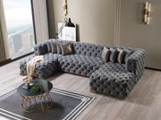 Neva Gray Velvet Double Chaise Sectional - Gate FurnitureSectional
