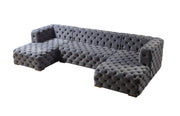 Neva Gray Velvet Double Chaise Sectional - Gate FurnitureSectional