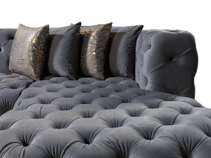 Neva Gray Velvet Double Chaise Sectional - Gate FurnitureSectional