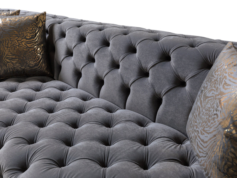 Neva Gray Velvet Double Chaise Sectional - Gate FurnitureSectional