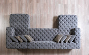 Neva Gray Velvet Double Chaise Sectional - Gate FurnitureSectional