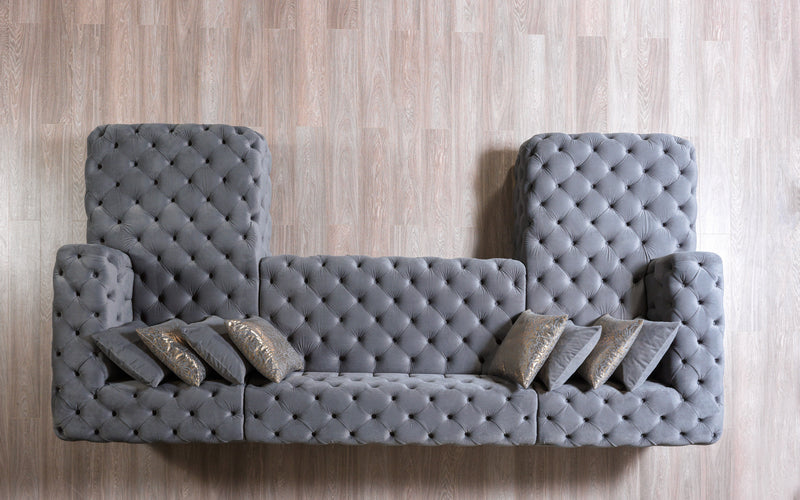 Neva Gray Velvet Double Chaise Sectional - Gate FurnitureSectional