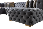 Neva Gray Velvet Double Chaise Sectional - Gate FurnitureSectional