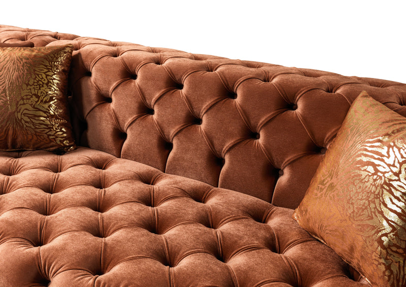 Neva Orange Velvet Double Chaise 138" Sectional [ETA: 8/23] - Gate FurnitureSectional