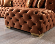 Neva Orange Velvet Double Chaise 138" Sectional [ETA: 8/23] - Gate FurnitureSectional