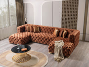 Neva Orange Velvet Double Chaise 138" Sectional [ETA: 8/23] - Gate FurnitureSectional