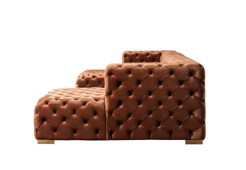 Neva Orange Velvet Double Chaise 138" Sectional [ETA: 8/23] - Gate FurnitureSectional
