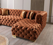 Neva Orange Velvet Double Chaise 138" Sectional [ETA: 8/23] - Gate FurnitureSectional