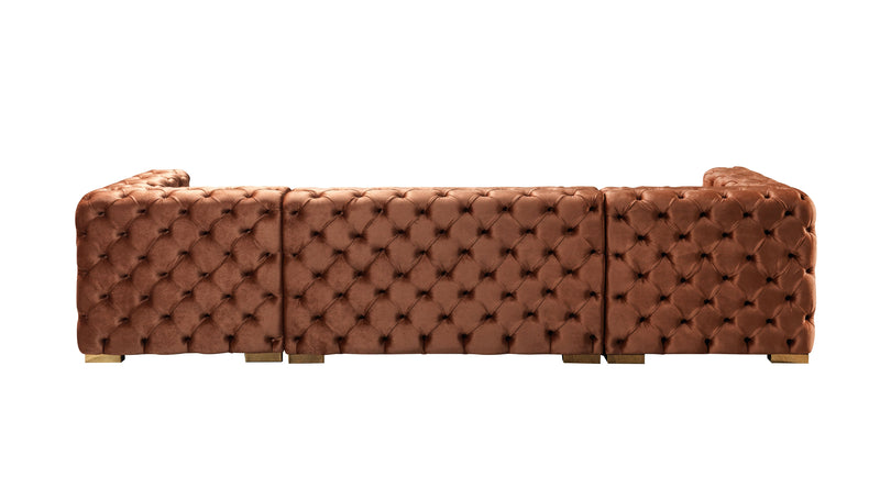 Neva Orange Velvet Double Chaise 138" Sectional [ETA: 8/23] - Gate FurnitureSectional