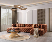 Neva Orange Velvet Double Chaise 138" Sectional [ETA: 8/23] - Gate FurnitureSectional