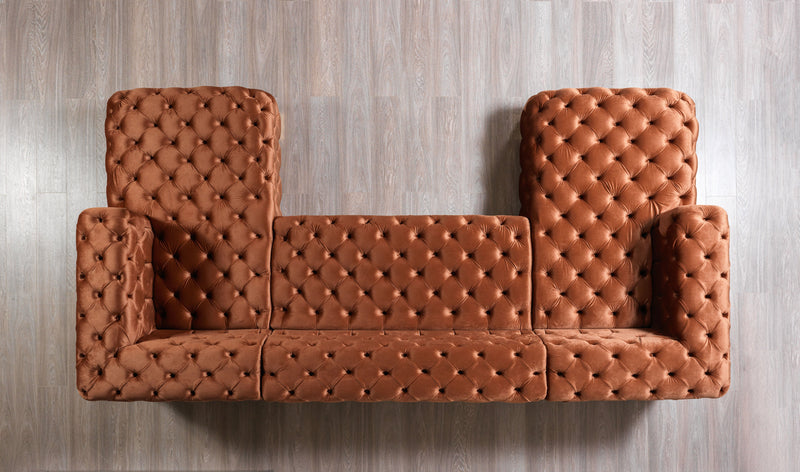 Neva Orange Velvet Double Chaise 138" Sectional [ETA: 8/23] - Gate FurnitureSectional