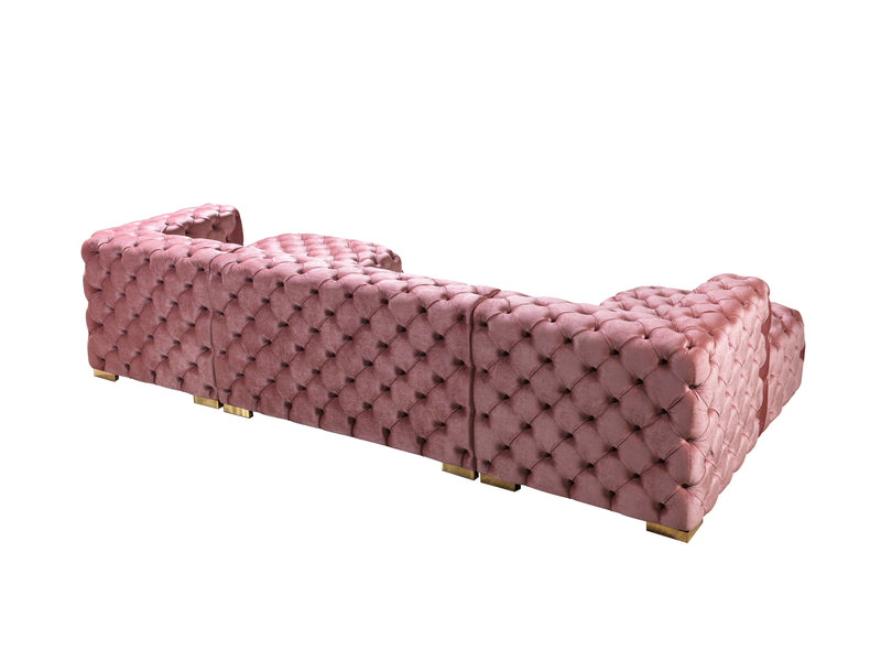 Neva Pink Velvet Double Chaise 138" Sectional [ETA: 8/23] - Gate FurnitureSectional
