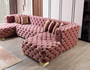 Neva Pink Velvet Double Chaise 138" Sectional [ETA: 8/23] - Gate FurnitureSectional