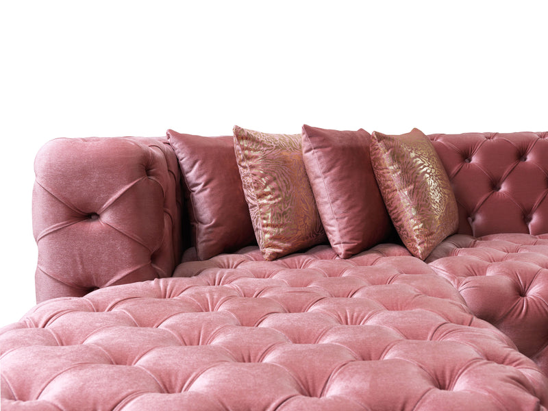 Neva Pink Velvet Double Chaise 138" Sectional [ETA: 8/23] - Gate FurnitureSectional