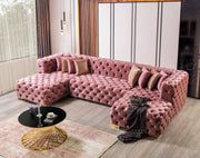 Neva Pink Velvet Double Chaise 138" Sectional [ETA: 8/23] - Gate FurnitureSectional