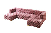 Neva Pink Velvet Double Chaise 138" Sectional [ETA: 8/23] - Gate FurnitureSectional