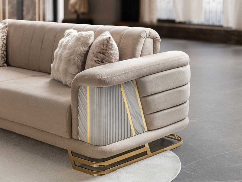 Nevada 3-pieces (Sofa & Loveseat & Chair) Livingroom Set in Cream - 200-ST-NEV-KENZO20-321