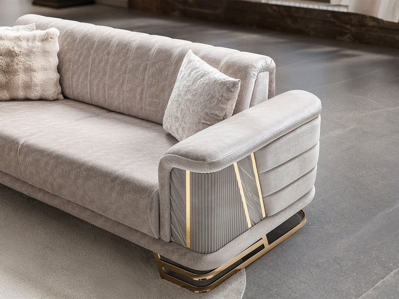 Nevada 3-pieces (Sofa & Loveseat & Chair) Livingroom Set in Cream - 200-ST-NEV-KENZO20-321