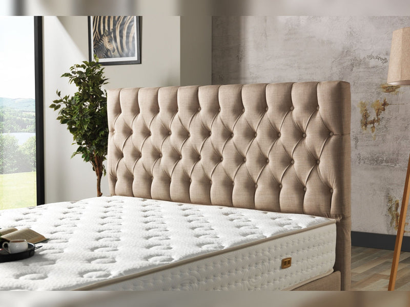 Nevada Storage Bed With Headboard Cream - Queen in Cream - 110-NEV-CREAM-150-SB