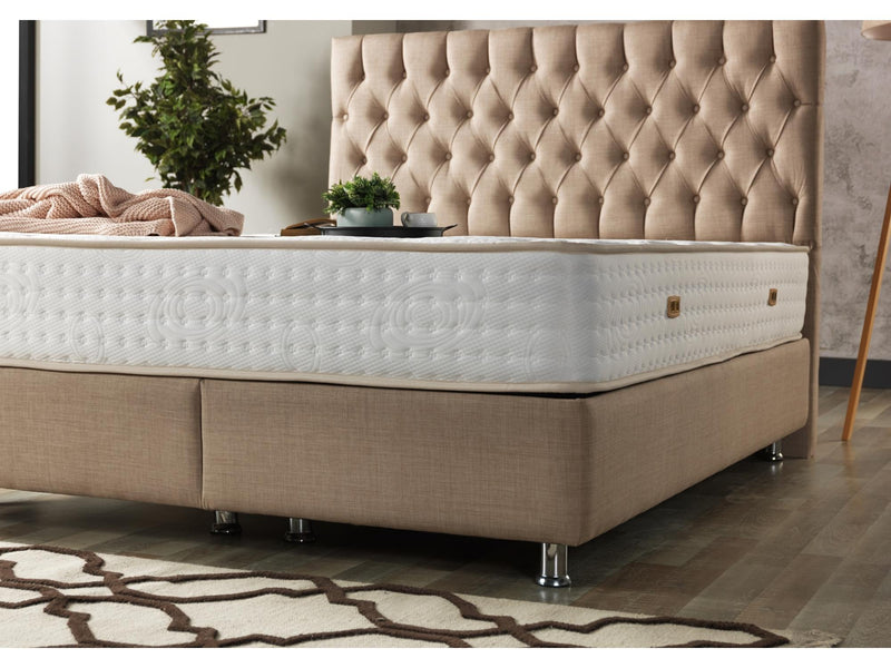 Nevada Storage Bed With Headboard Cream - Queen in Cream - 110-NEV-CREAM-150-SB