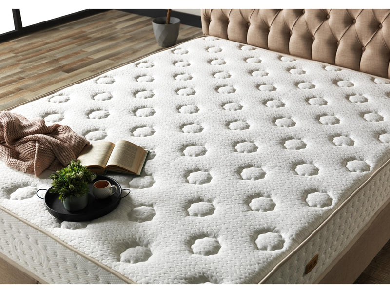 Nevada Storage Bed With Headboard Cream - Queen in Cream - 110-NEV-CREAM-150-SB