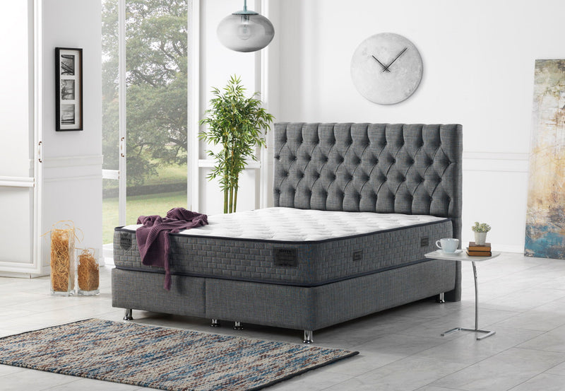 Nevada Storage Bed With Headboard Grey - King in Grey - 110-NEV-GREY-200-SB