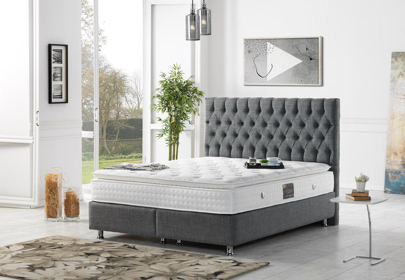 Nevada Storage Bed With Headboard Grey - Queen in Grey - 110-NEV-GREY-150-SB