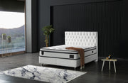 Nevada Storage Bed With Headboard White Vinyl - Queen in White - 110-NEV-WHIPU-150-SB