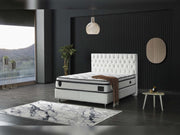 Nevada Storage Bed With Headboard White Vinyl - Queen in White - 110-NEV-WHIPU-150-SB