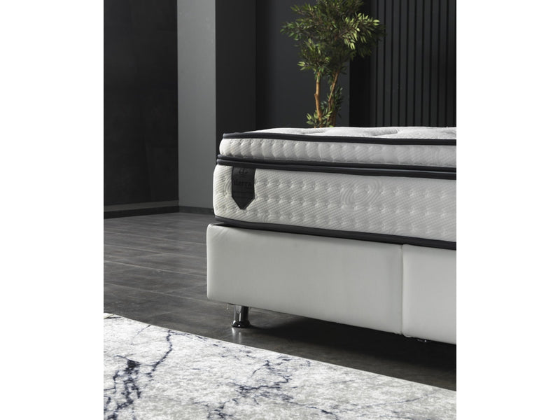 Nevada Storage Bed With Headboard White Vinyl - Queen in White - 110-NEV-WHIPU-150-SB