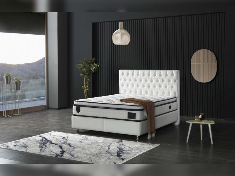 Nevada Storage Bed With Headboard White Vinyl - Twin in White - 110-NEV-WHIPU-100-SB