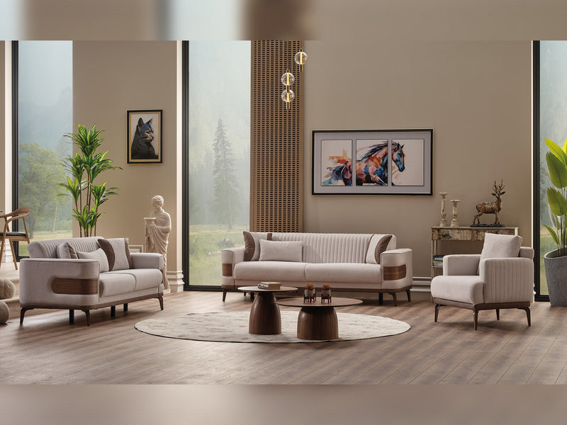 New Mood 3-pieces (Sofa & Loveseat & Chair) Livingroom Set Cream in Cream - 101-MOO-SOFT01-321