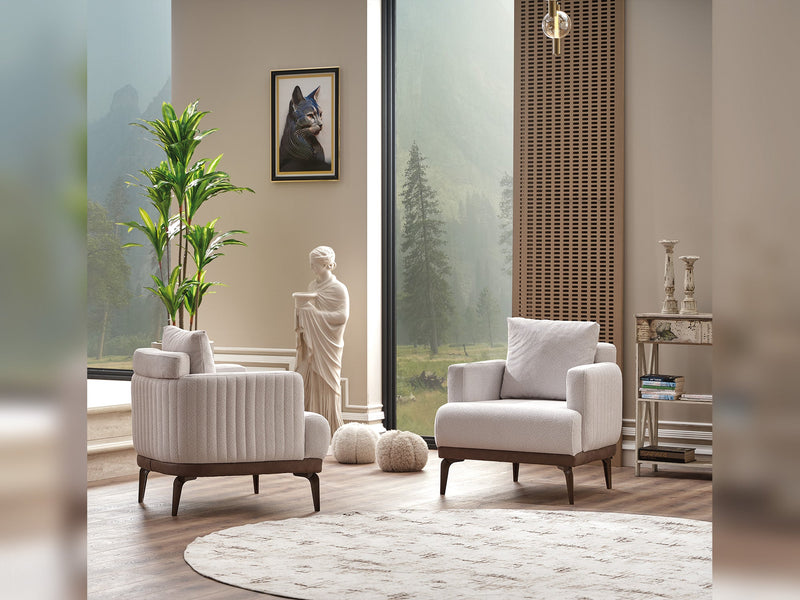 New Mood 3-pieces (Sofa & Loveseat & Chair) Livingroom Set Cream in Cream - 101-MOO-SOFT01-321